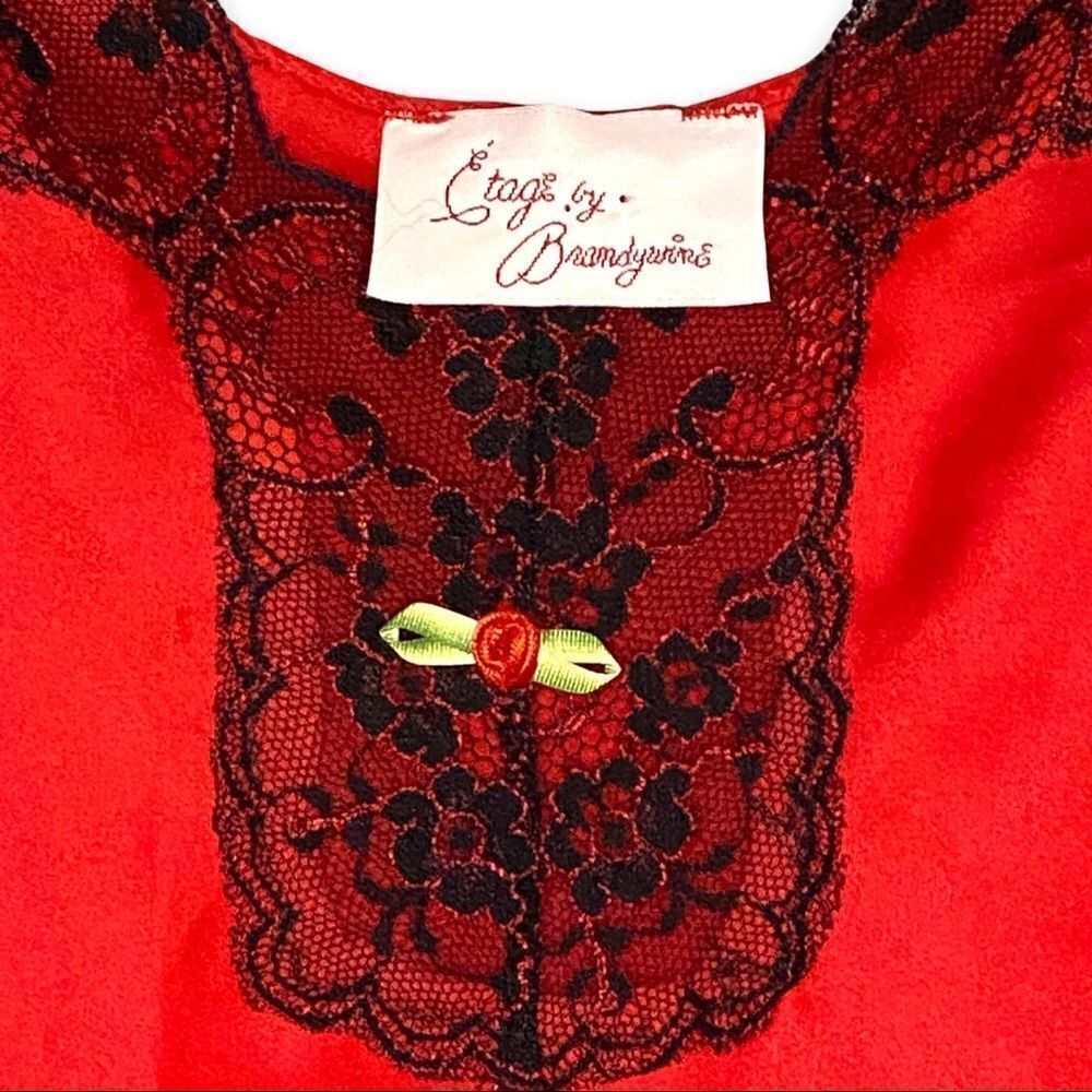 VTG Romantic Red Lace Lined Slip (S) tagged Etage by Brandywine. - Picture 2 of 4